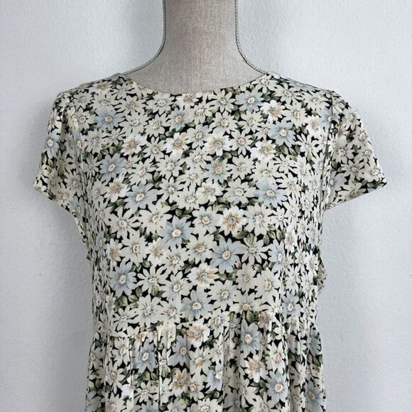 American Eagle Daisy Floral Baby Doll Swing Dress Open Back Viscose Large NWT - Picture 6 of 12